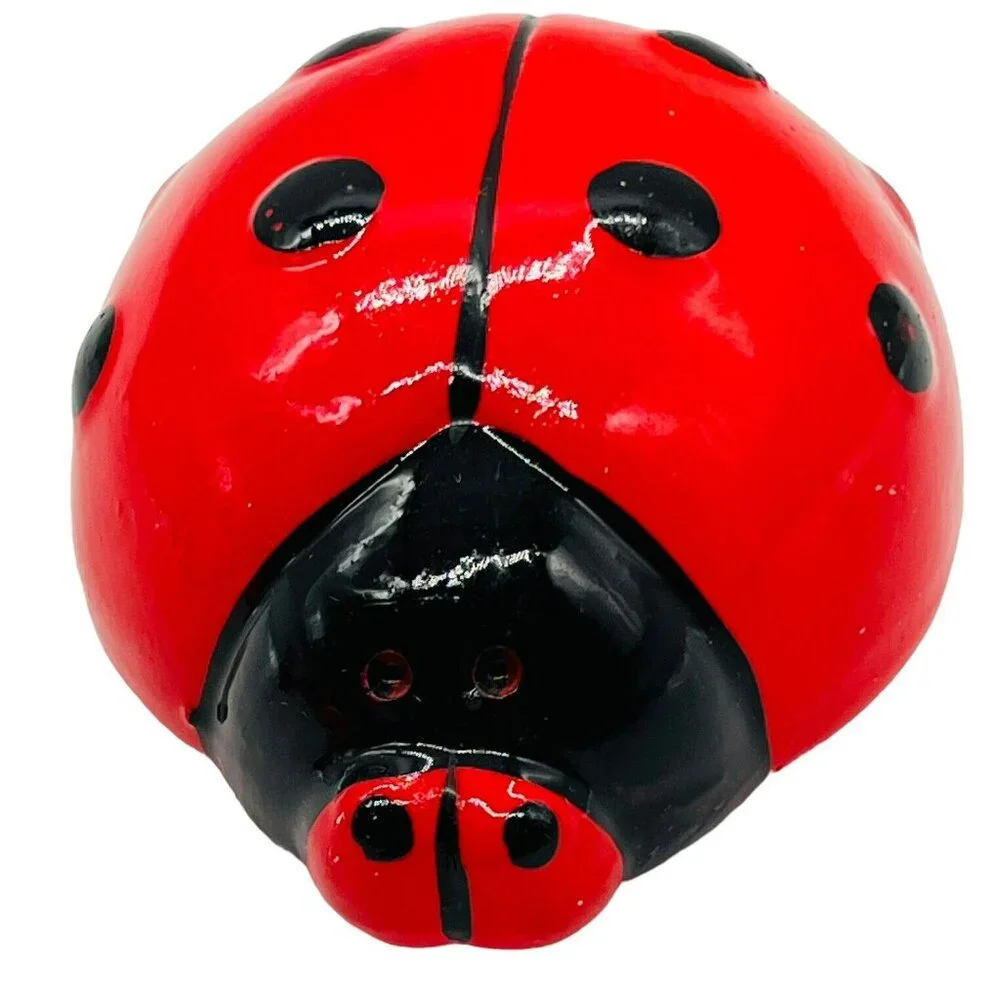 Vintage Ladybug Salt Pepper Shakers Ceramic Japan Red‎ Black 3 inch